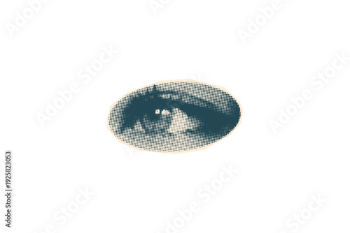 Vintage Female Eye Closeup Halftone Illustration