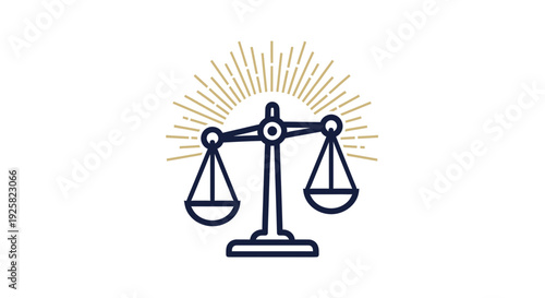 Symbol Of Equilibrium And Fairness With Sunburst Design For Legal And Justice Topics