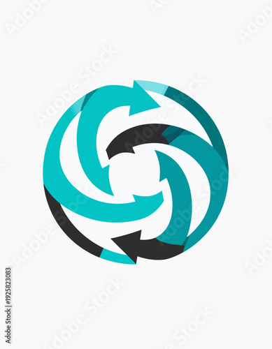 Swirling Cycle: Fluid Arrows Conveying Circularity Progress and Renewal in Motion