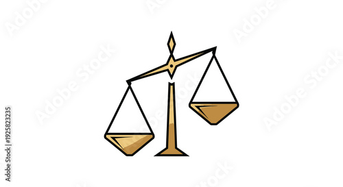 Symbol Of Legal Justice And Balance Illustrated With Golden Scales On White Background