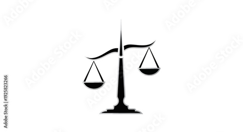 Symbolic Justice Illustration: Balance Scales Silhouette On Isolated White Background