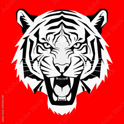 Roaring Tiger Head Vector Silhouette - Fierce Animal Mascot Logo