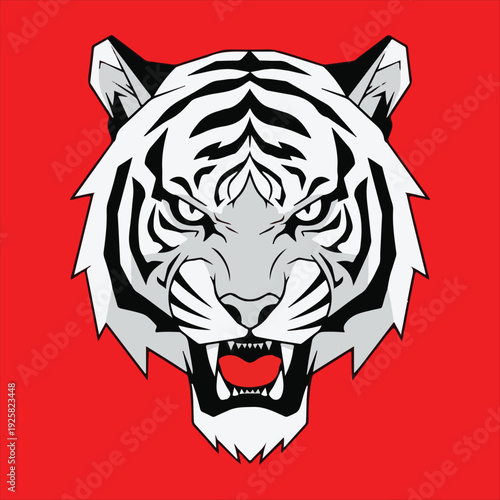 Roaring Tiger Head Vector Silhouette - Fierce Animal Mascot Logo