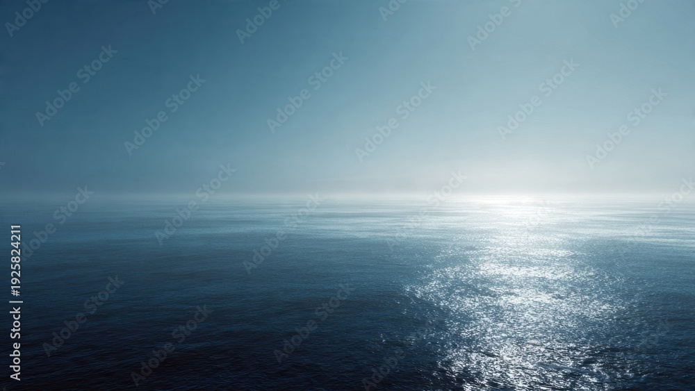 Fototapeta premium Calm Ocean Water Reflecting Sunlight