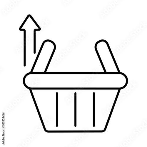 Consumer basket cost increase. Inflation symbol. Supermarket basket sign and arrow up. Vector illustration for business.