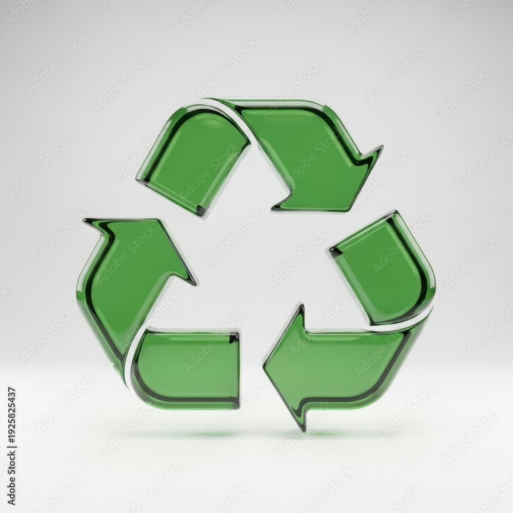 Obraz premium Glass Recycle Symbol on Clean Background