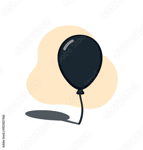 Minimal single balloon silhouette viewed straight-on in upright orientation, placed in the right third of a 3:2 canvas leaving
