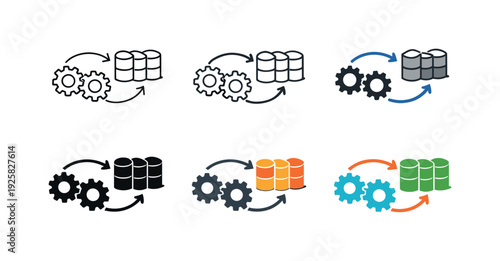 Operational resource icon depicting industrial gears, storage units, and flow arrows representing management of raw materials,