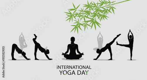 Yoga poses icon set for International Yoga Day