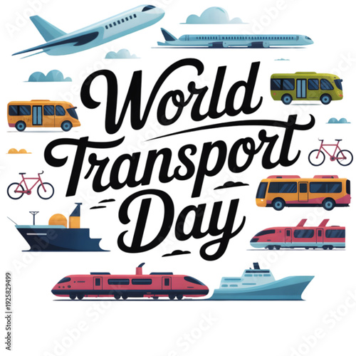 Transportation Modes World Travel Day isolated on transparent background.
