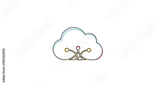 Simple Cloud Computing Network Diagram Illustration.