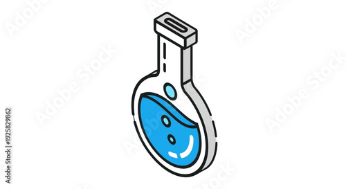 Simple Line Drawing of Laboratory Flask.