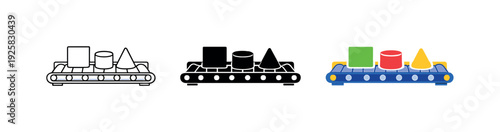 Fabrication process depicted by a continuous conveyor belt unit with rollers and side rails stretching left to right, same