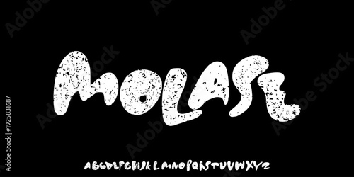 Font vector. Alphabet Molase - Distressed Bubble Display Font