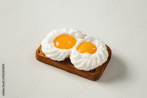 Cloud eggs on artisan toast with fluffy whites and bright yolk center