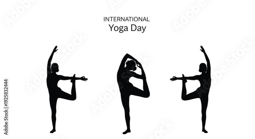 Yoga icon set, International Yoga Day, silhouette yoga poses