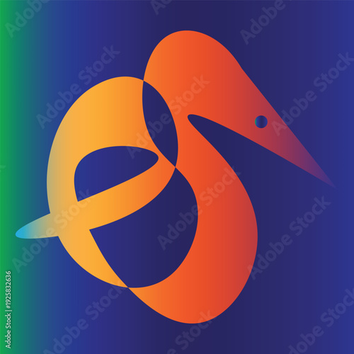 Abstract Bird or Letter S Logo Icon with Vibrant Gradient