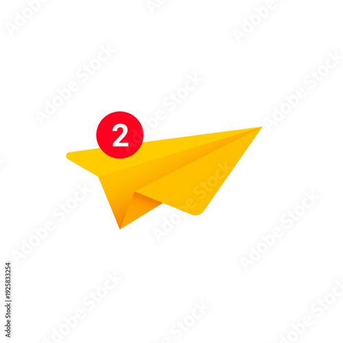 Messaging App Icon with Red Notification Badge for Unread Messages – Paper Plane Chat Symbol