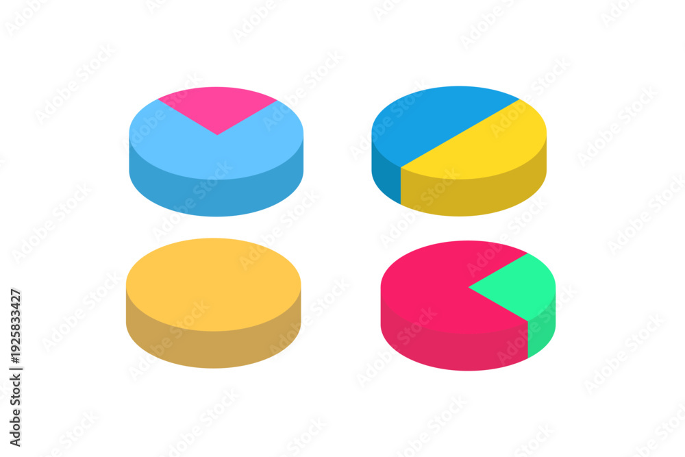 Obraz premium Set of 3D Pie Charts Collection