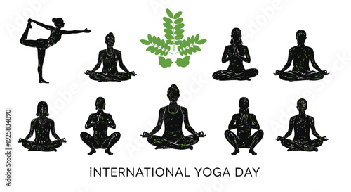 Yoga icon set, International Yoga Day