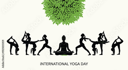Yoga poses icon set for International Yoga Day