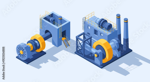 Industrial machinery and equipment in a factory setting.