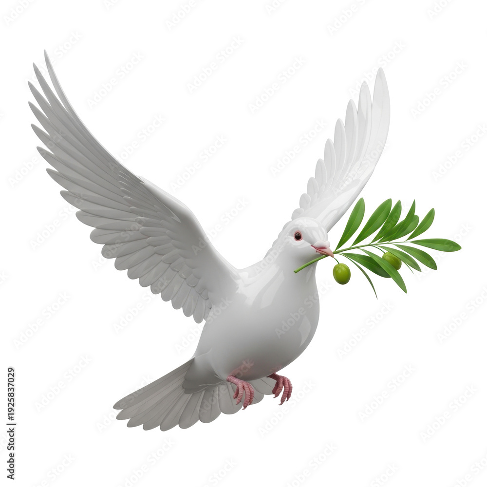 Obraz premium Dove with olive branch symbolizing peace