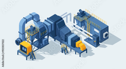 Industrial machinery complex with pipes and equipment.