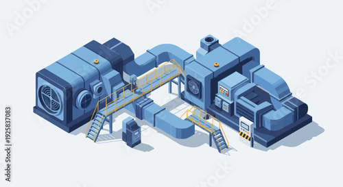 Industrial machinery with pipes and ventilation system.