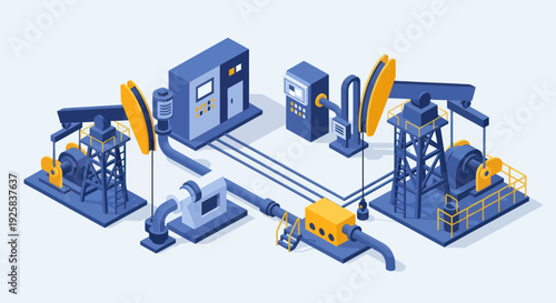 Industrial oil extraction equipment and technology illustration.