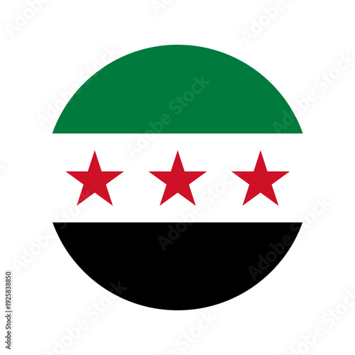 Circular Icon of Syrian Flag – Syria National Symbol