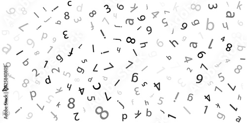 falling colorful messy numbers. math study concept with flying digits. posh back to school mathematics banner on white background. falling numbers vector illustrationeps.10..