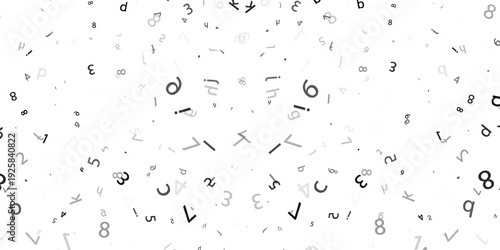 falling colorful messy numbers. math study concept with flying digits. posh back to school mathematics banner on white background. falling numbers vector illustrationeps.10..