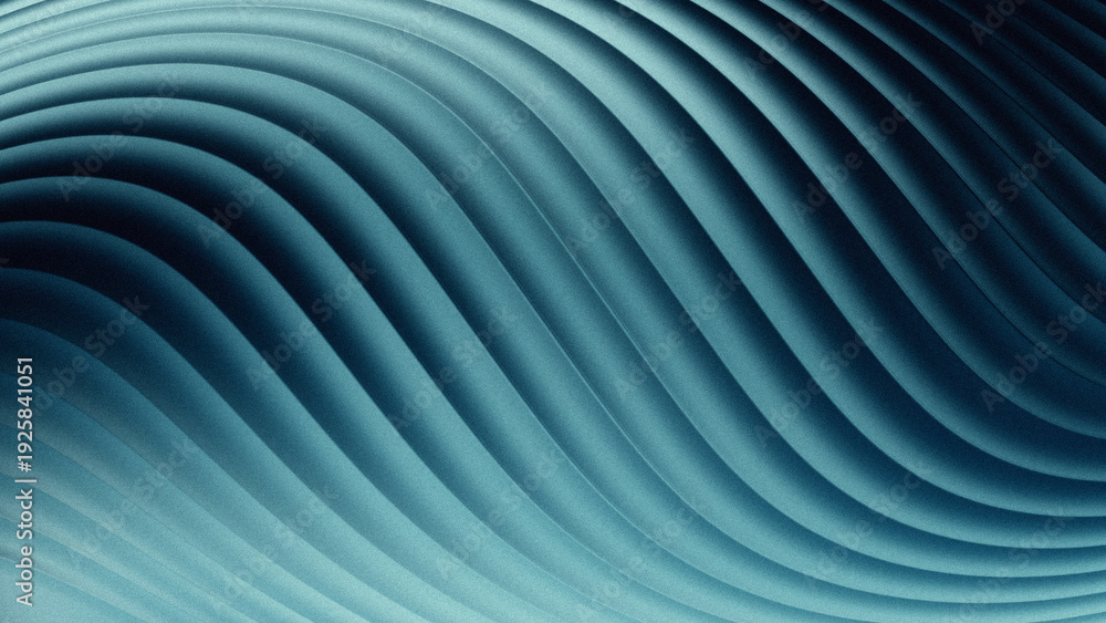 Obraz premium Abstract Teal Blue Wavy Lines Background with Grainy Texture