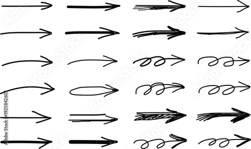 Collection of hand drawn arrows pointing right