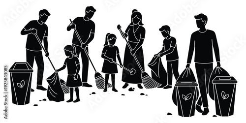 Eco Friendly Lifestyle with People Managing Waste and Recycling Materials Vector Illustration