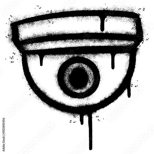 Graffiti Spray Paint CCTV Security Camera Illustration on White Background.
