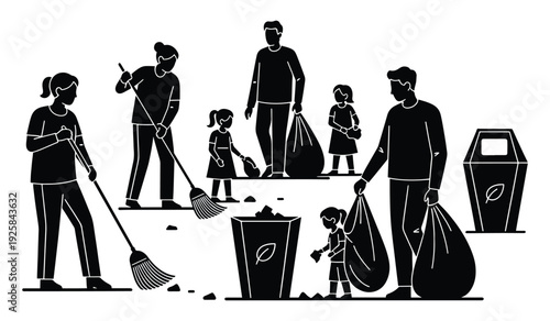 Waste Disposal and Recycling Awareness for Sustainable Future Vector Illustration