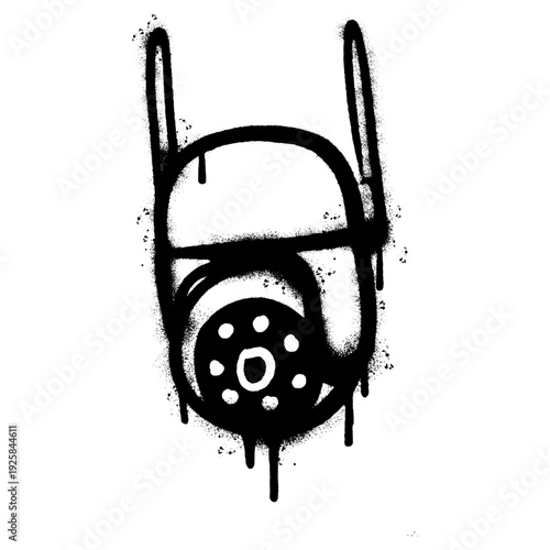 Graffiti Spray Paint CCTV Security Camera Illustration on White Background.