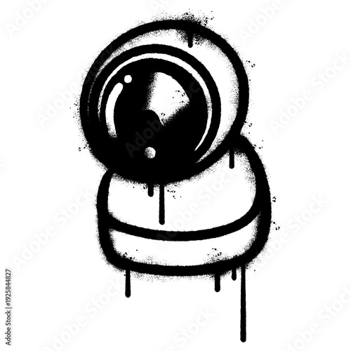 Graffiti Spray Paint CCTV Security Camera Illustration on White Background.
