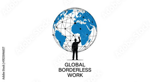Global borderless work icon set