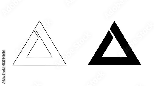 Minimalist Abstract Triangle Logo Icon, Modern Geometric Delta and Trinity Symbol, Creative Corporate Branding UI Design, Line and Solid Bold Style, 4K Vector Illustration