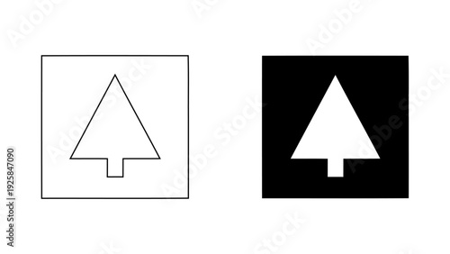 Pine tree icon, minimalist evergreen fir silhouette and outline vector, forest and nature symbol, Christmas holiday element, 4K high quality, isolated on white.