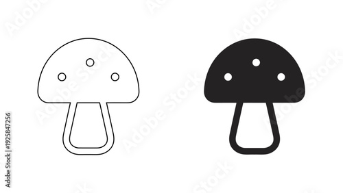 Mushroom Icon for Nature and Food Design, Minimalist Toadstool Vector Graphics for Organic Branding, 4K High Resolution UI Elements