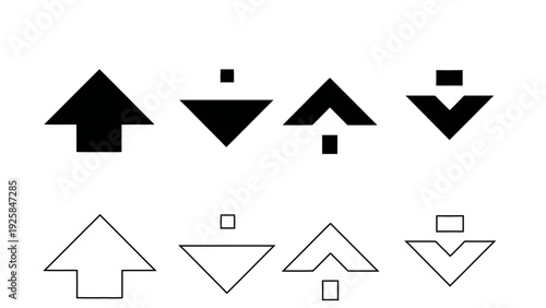 Minimalist Arrow Directional Icons for UI UX Navigation, Geometric Pointer Symbols for Interface Design, 4K High Resolution Vector Graphics