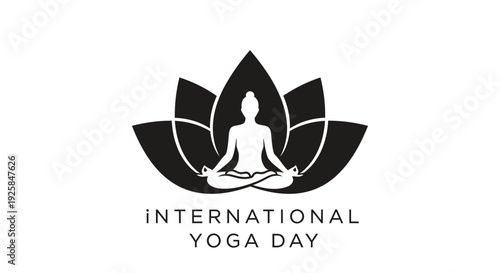 International Yoga Day logo, yoga icon, lotus flower symbol