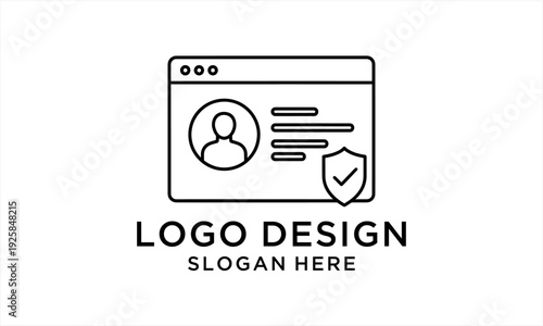 Secure User Profile Interface with Shield Icon in Outline Style.
