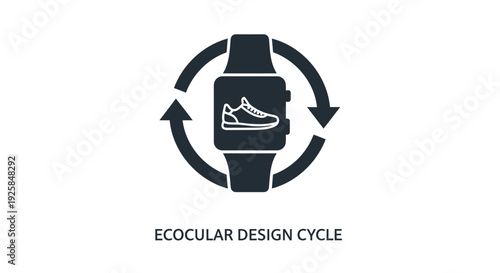 Eco-friendly design cycle icon with smartwatch and shoe