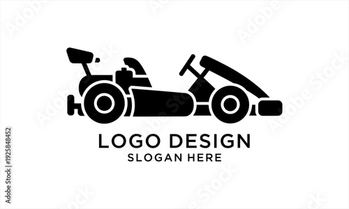 Sleek Black Silhouette of a Go-Kart Ready for Racing Action.