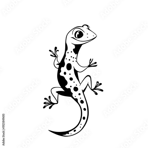 Gecko. Gecko simple black and white line art vector logo